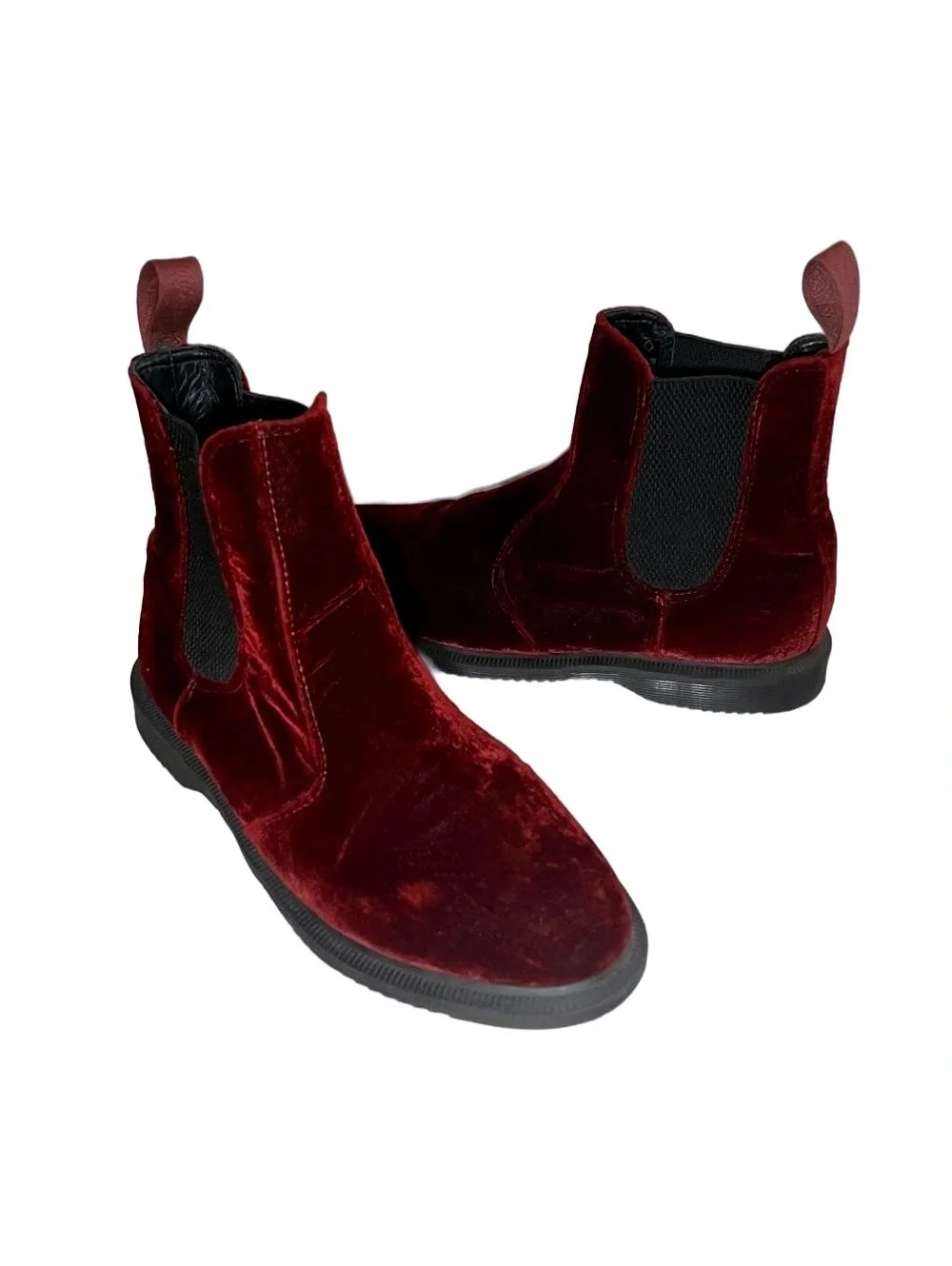 Dr. Martens Burgundy Velvet Chelsea Women's Ankle Boots Size 8